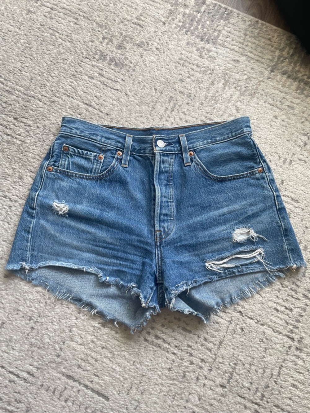 Levi's Original Fit High Rise 501 Denim Cutoff Shorts